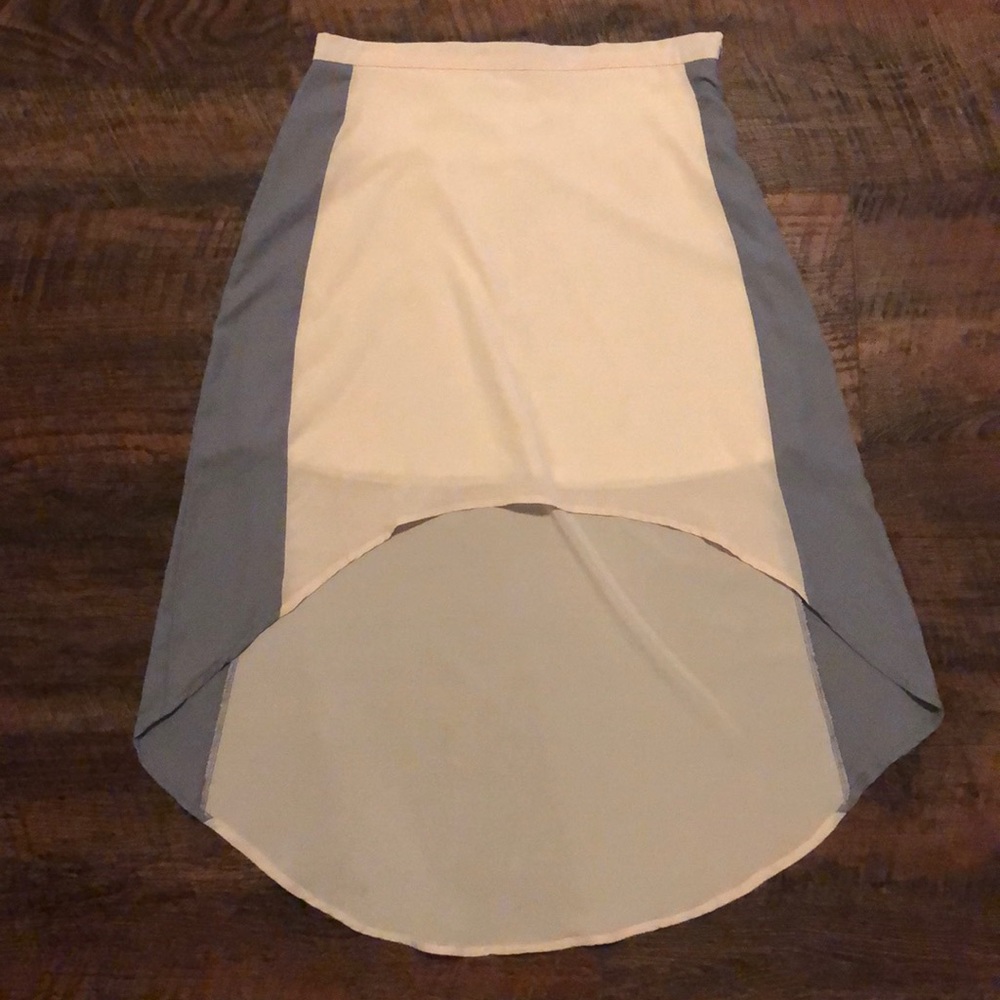 Two Tone High Low Pink & Gray Lined Skirt